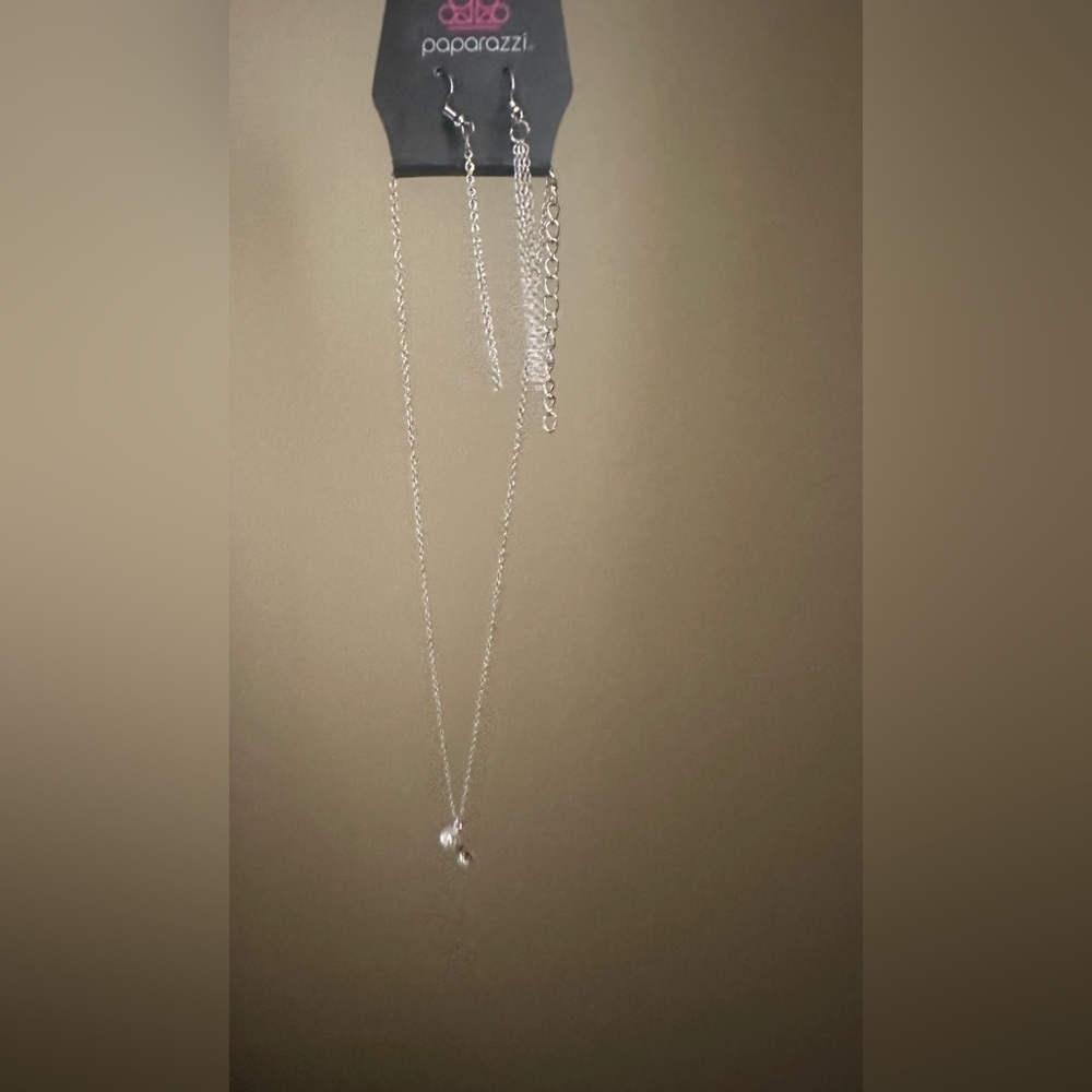 Brand New Paparazzi Silver Butterfly Necklace and Drop Earrings Set